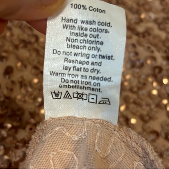 J. Crew Rose Gold 3/4 Sleeve Sequined Top, Size Medium - Picture 8 of 9